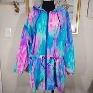Vtg Speedo Tie Dye Anorak Windbreaker Jacket Unisex Adult Sz Medium